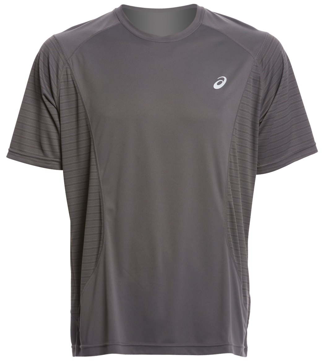 Asics Men's Favorite Printed Short Sleeve Shirt - Iron Gate Small Polyester - Swimoutlet.com