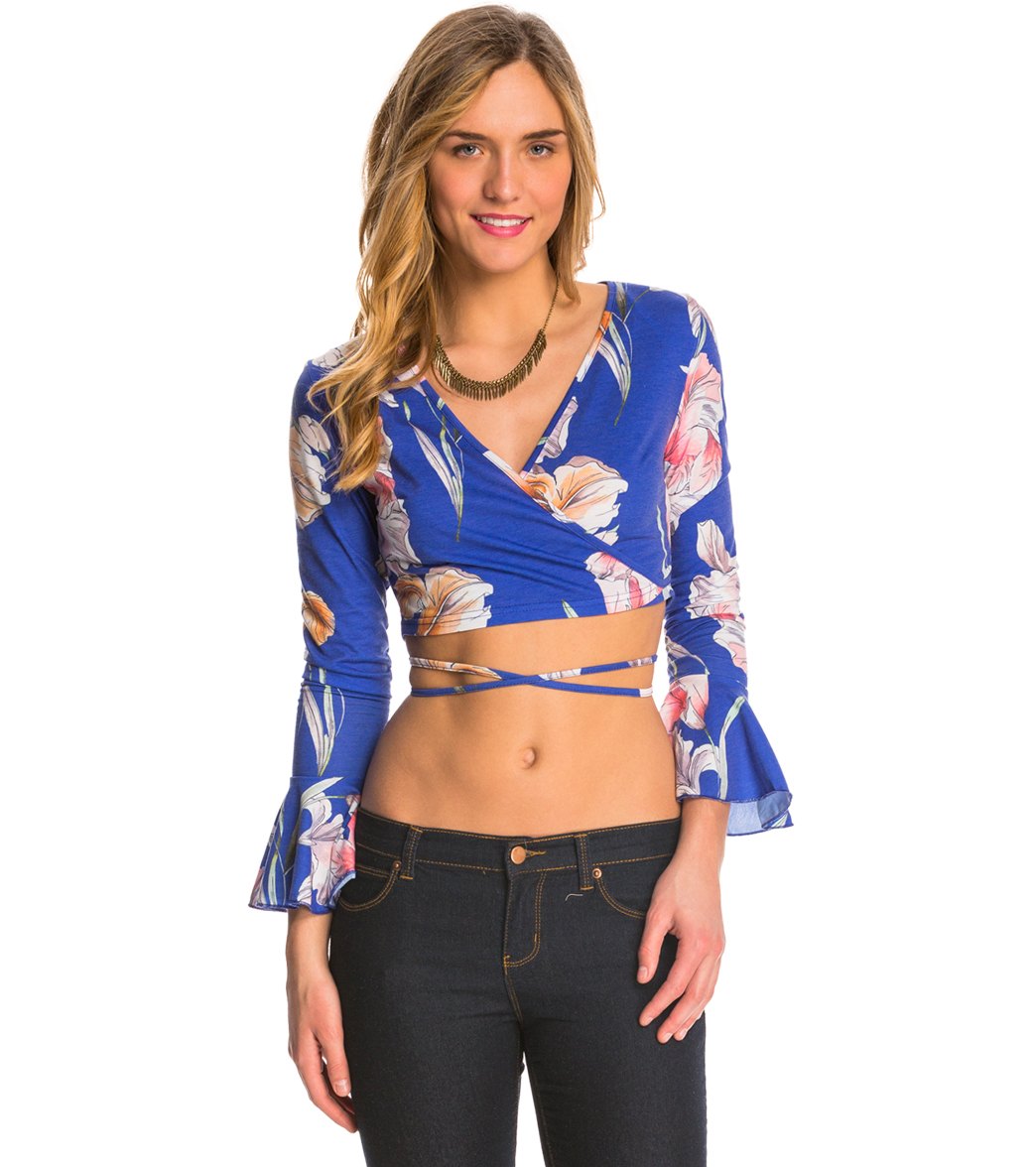 Minkpink By The River Bell Sleeve Wrap Top - Multi Large - Swimoutlet.com
