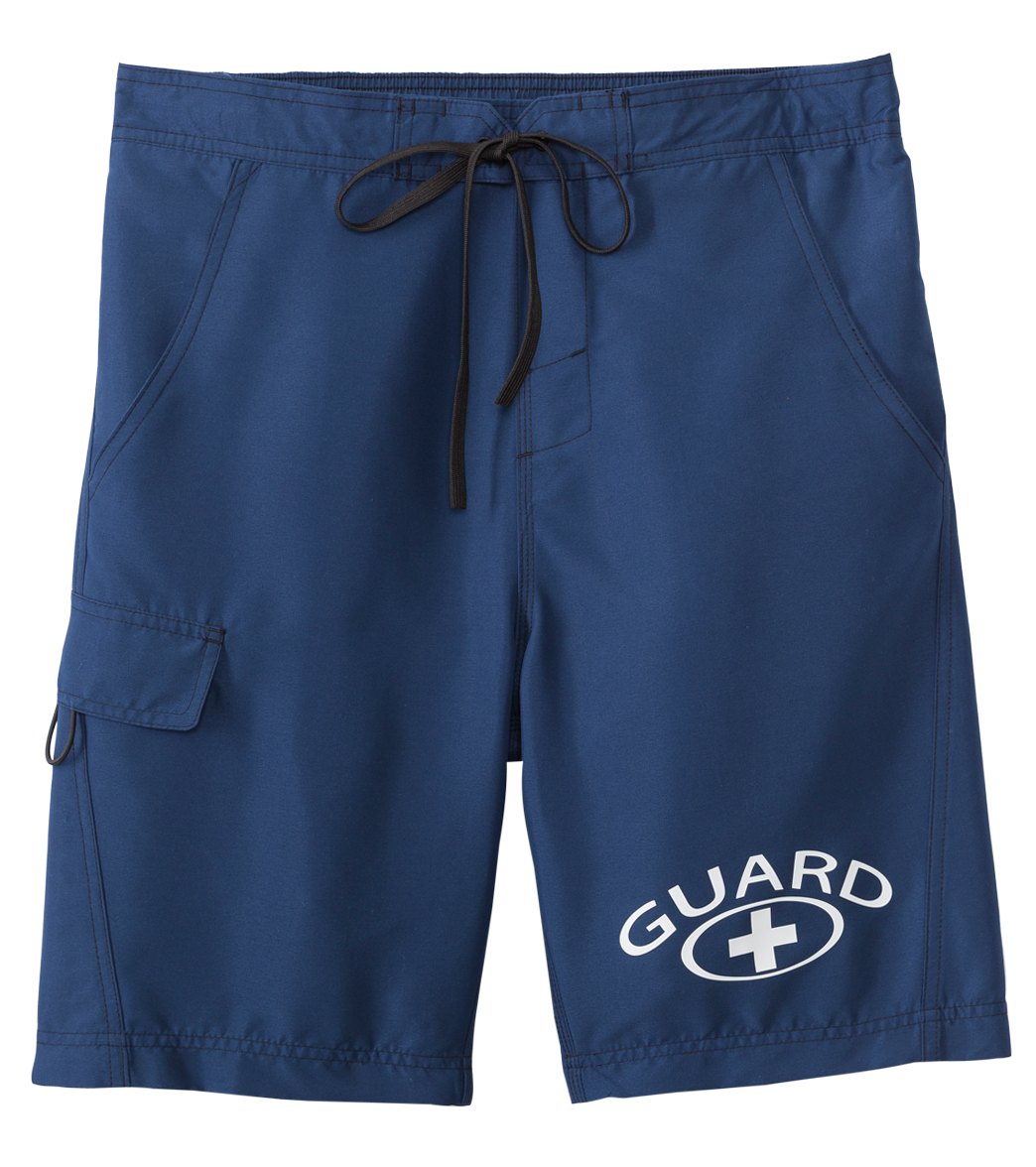 Waterpro Men's Guard Cargo Trunk Swimsuit Shorts - Navy Large Polyester - Swimoutlet.com