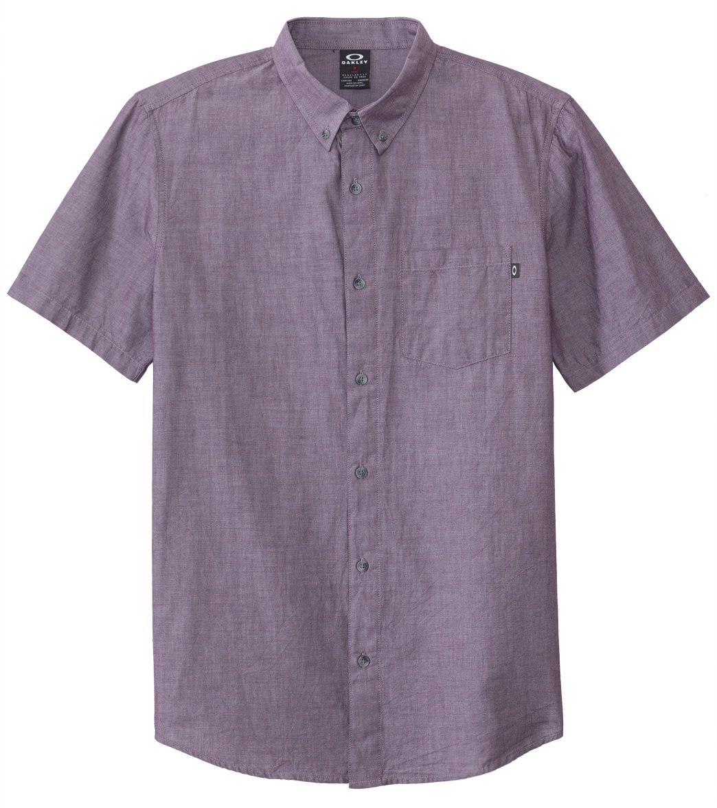 Oakley Men's Foundation Woven Short Sleeve Shirt - Purple Night Small 100% Rubber - Swimoutlet.com