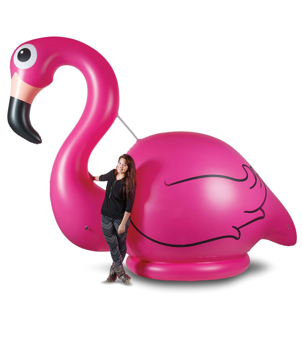 large inflatable pink flamingo