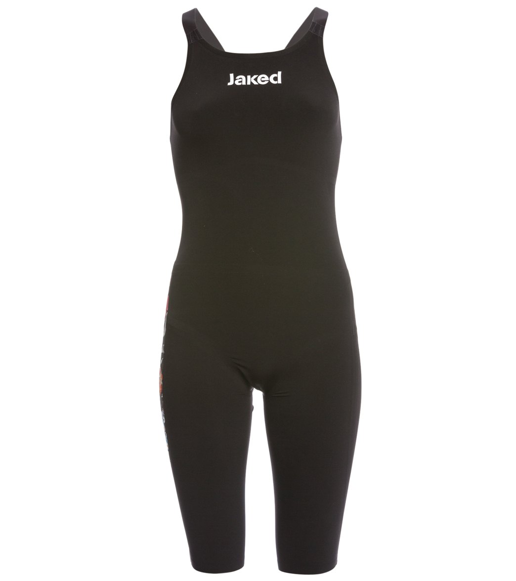 Jaked Women's Jkeel R & r Open Back Kneeskin Tech Suit Swimsuit - Black/Red 30 Elastane/Polyamide - Swimoutlet.com