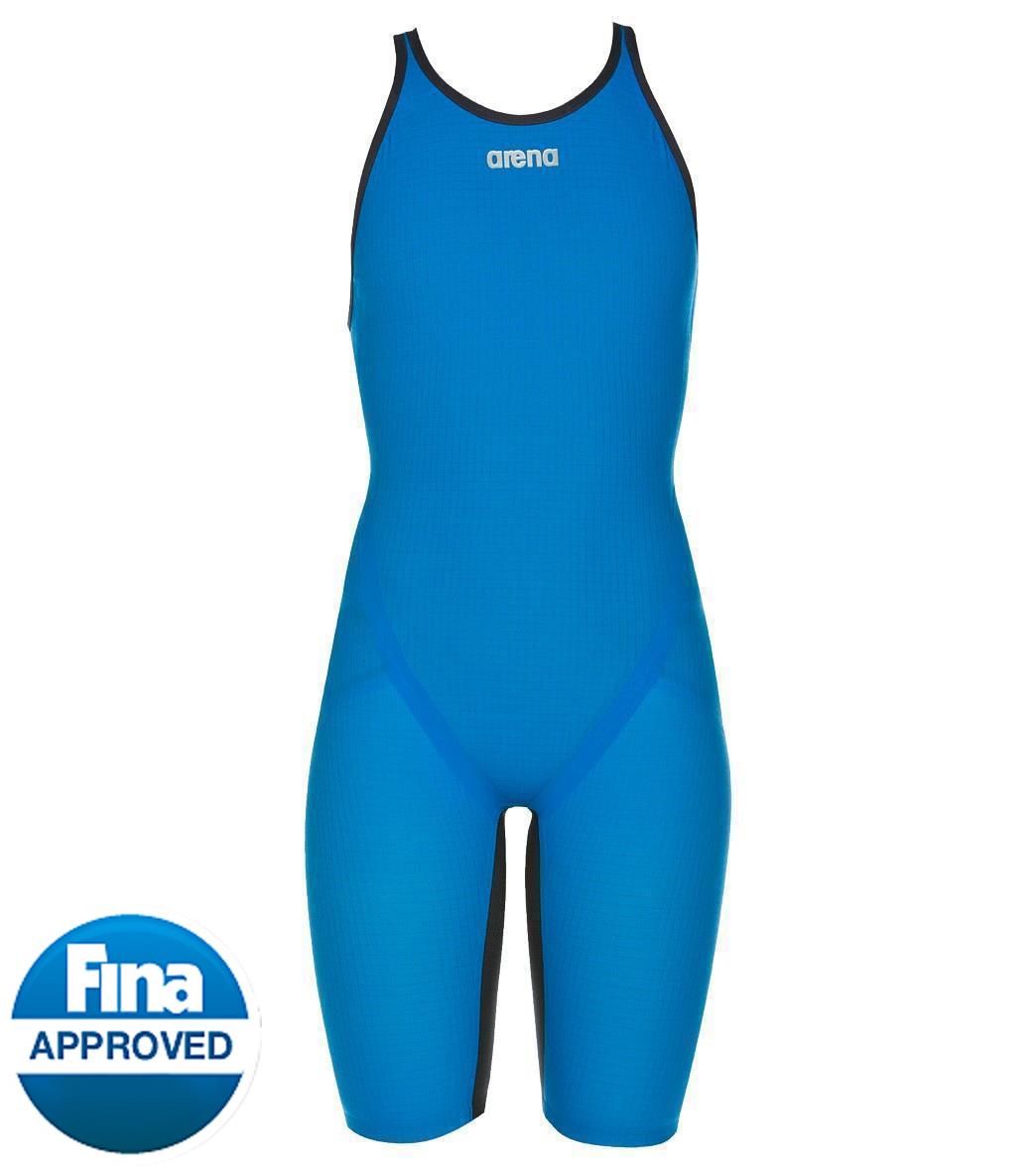 Arena Women's Powerskin Carbon Flex Vx Open Back Kneeskin Tech Suit Swimsuit - Imperial Blue/ Dark Grey 30 Nylon/Spandex/Carbon - Swimoutlet.com