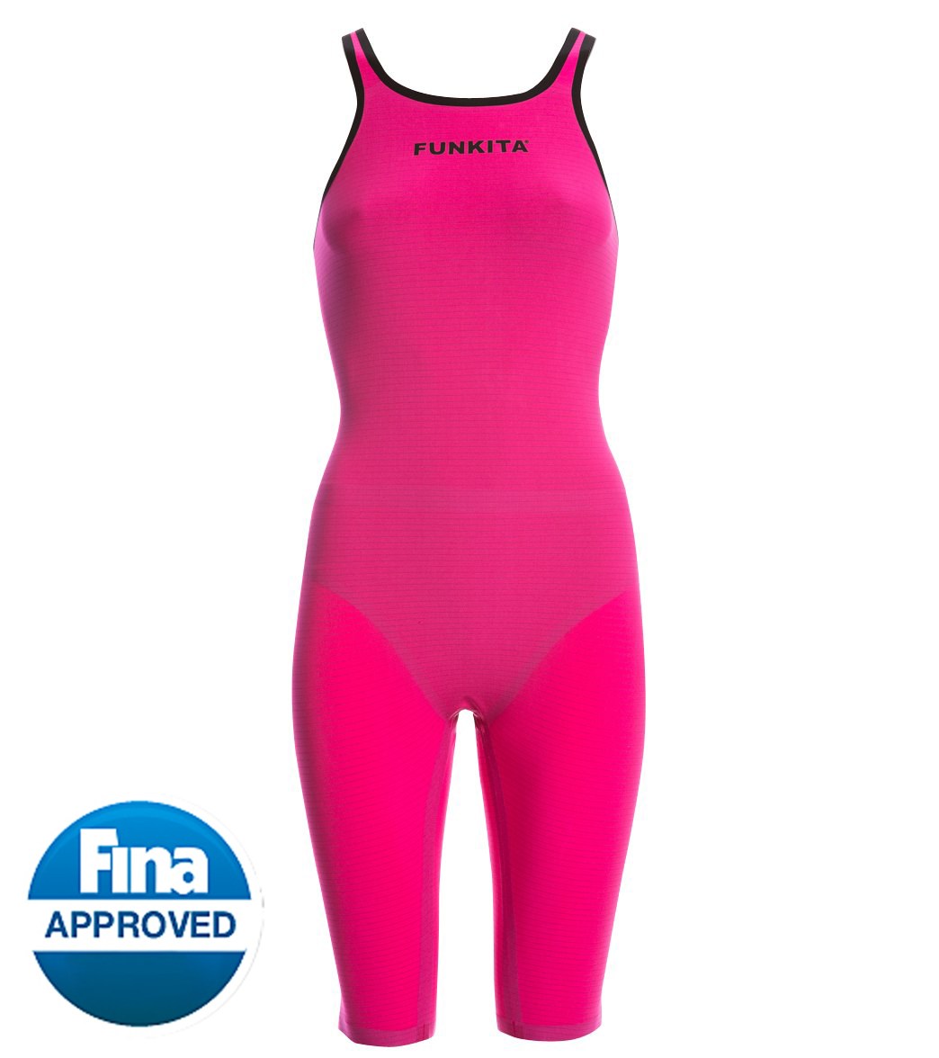 Funkita Women's Apex Stealth Open Back Kneeskin Tech Suit Swimsuit - Pink 22 - Swimoutlet.com