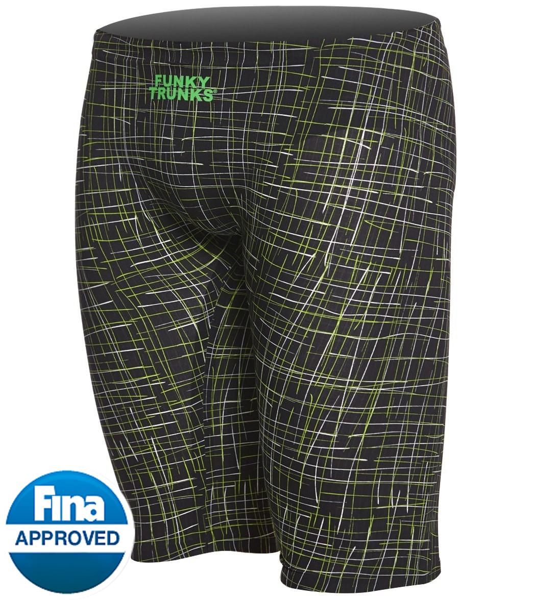 Funky Trunks Men's Apex Stealth Jam-It-In Solid Jammer Tech Suit Swimsuit - Green 20 - Swimoutlet.com