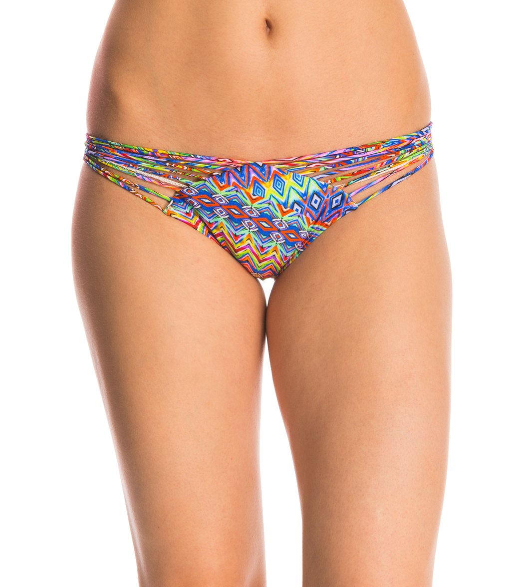 Luli Fama Swimwear Free Love Strappy Bikini Bottom - Multicolor X-Small - Swimoutlet.com