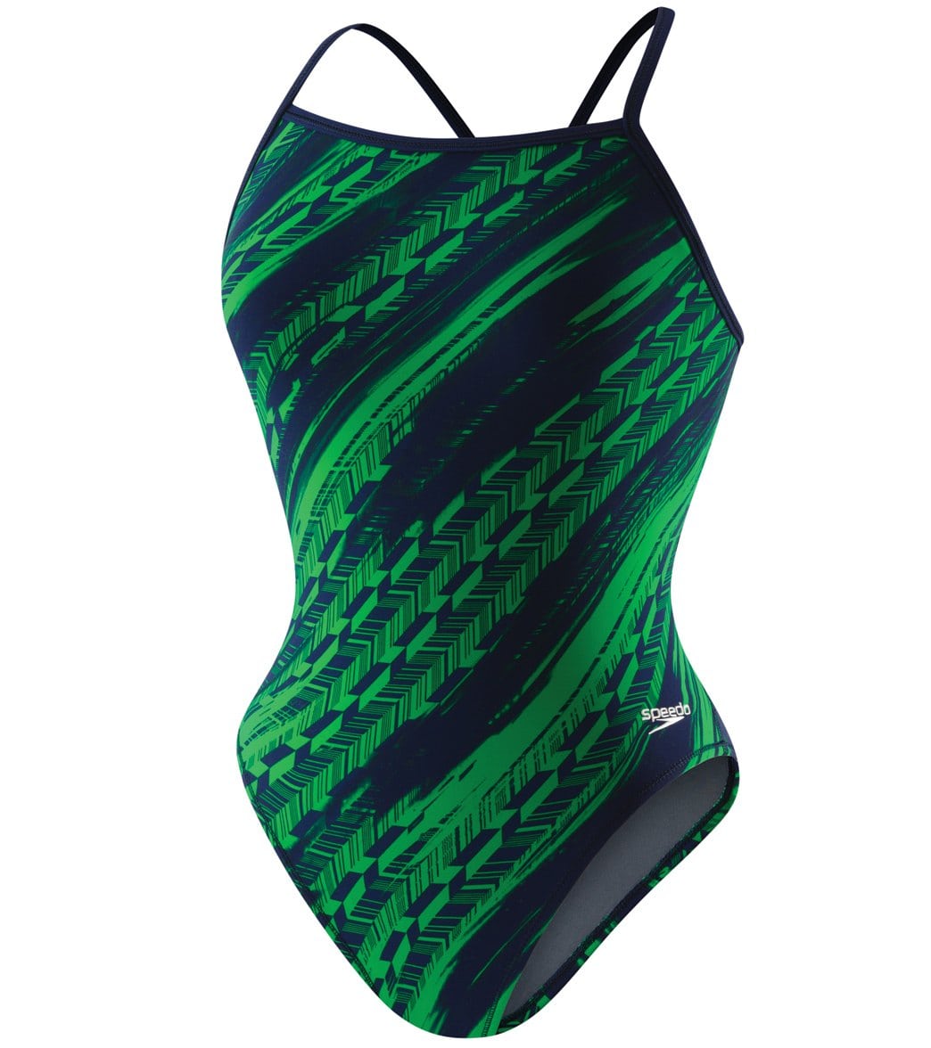 Speedo Youth Powerplus Mind Over Flyback One Piece Swimsuit - Blue/Green 22 - Swimoutlet.com