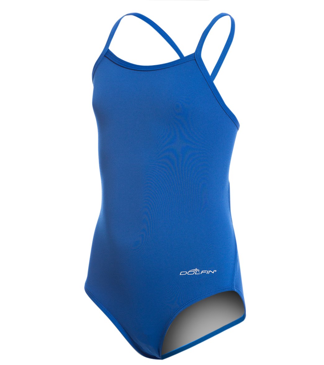 Dolfin Youth Reliance Solid V-Back One Piece Swimsuit - Royal 22 - Swimoutlet.com