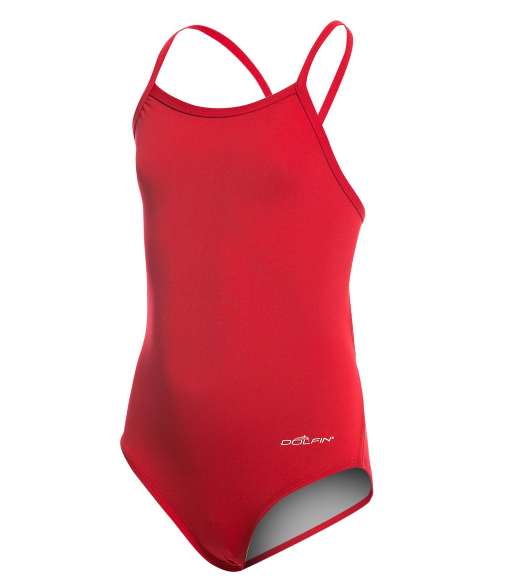 Dolfin Youth Reliance Solid V-Back One Piece Swimsuit - Red 22 - Swimoutlet.com