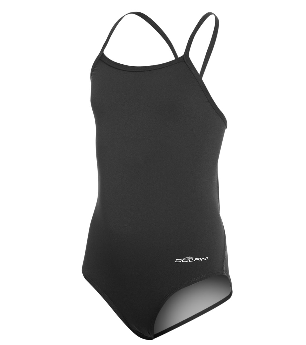 Dolfin Youth Reliance Solid V-Back One Piece Swimsuit - Black 22 - Swimoutlet.com