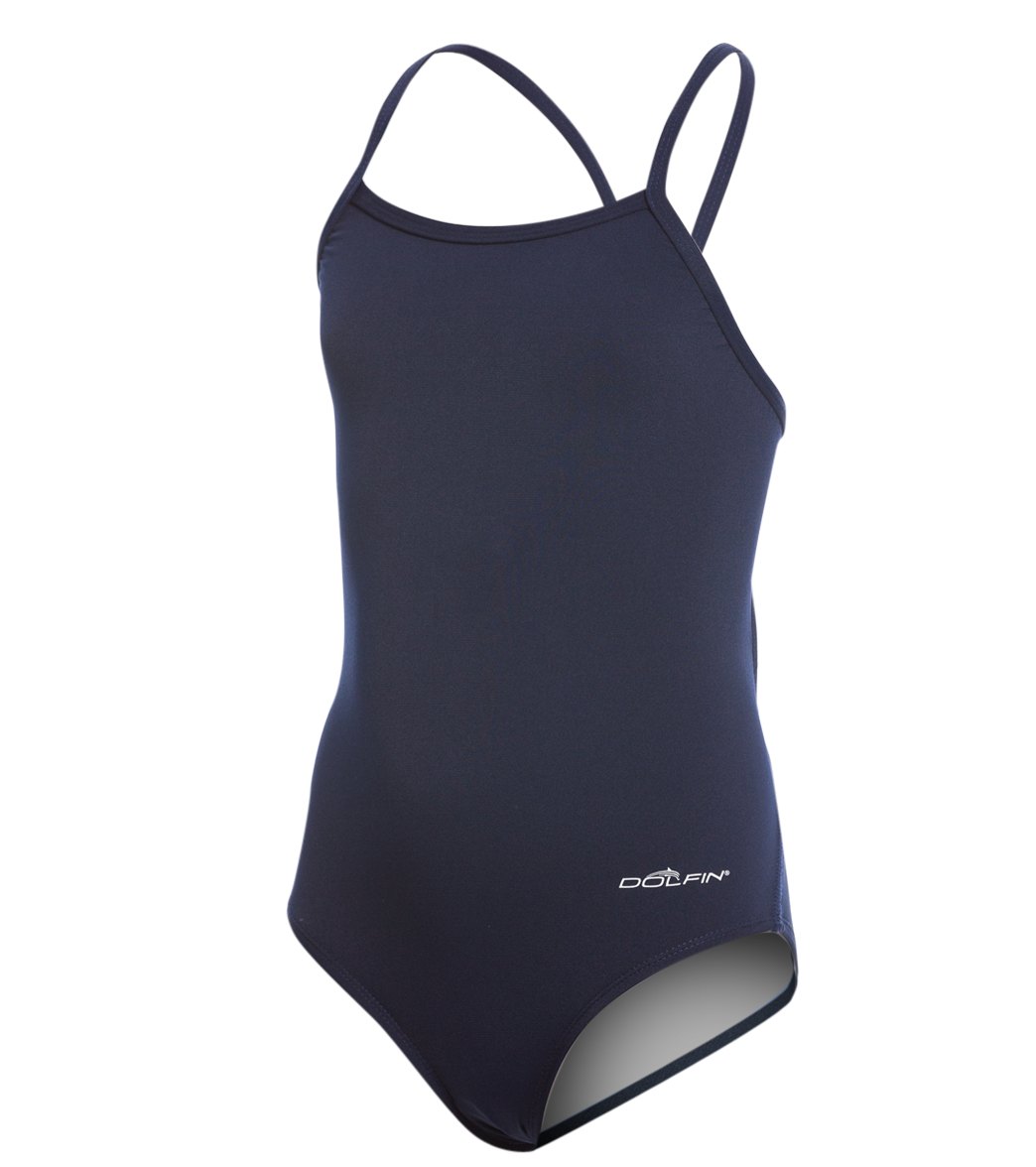 Dolfin Youth Reliance Solid V-Back One Piece Swimsuit - Navy 24 - Swimoutlet.com