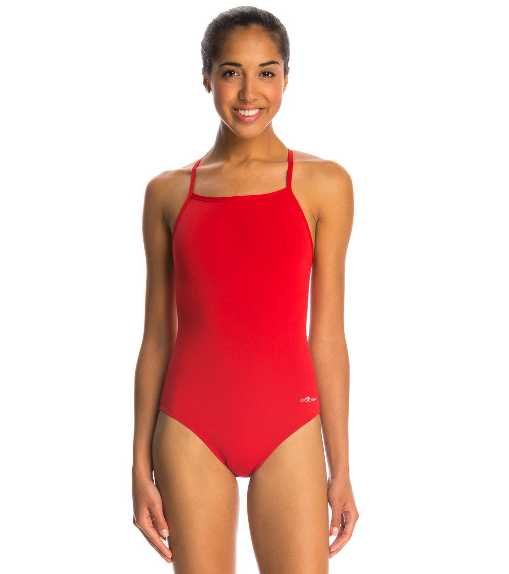 Dolfin Reliance Solid V-Back One Piece Swimsuit - Red 26 - Swimoutlet.com