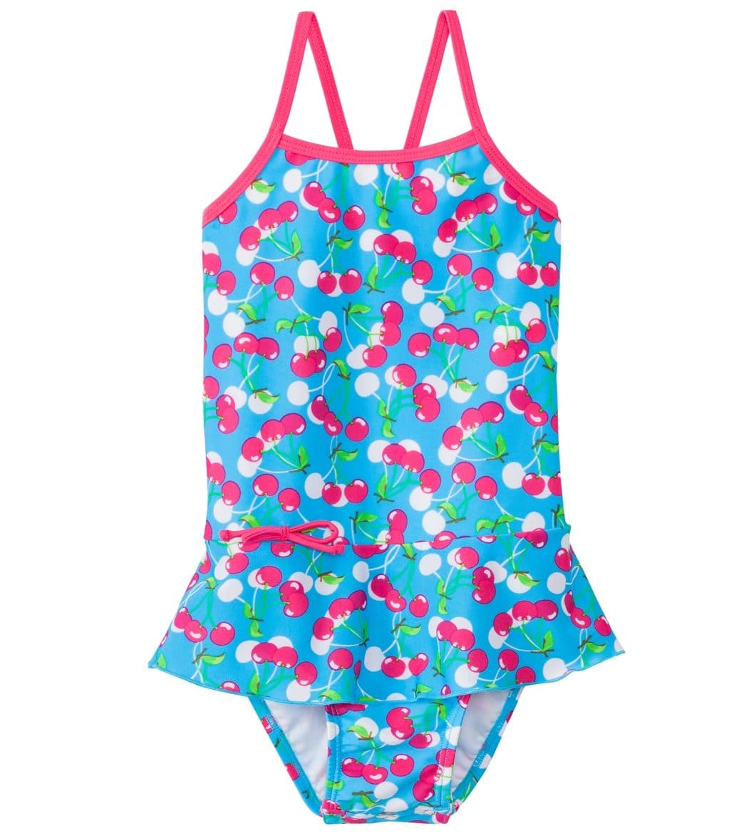 Snapme Girls' Very Cherry Skirted Peplum One Piece Swimsuit Uvp 50+ 6 Months-8Yrs - 2T - Swimoutlet.com
