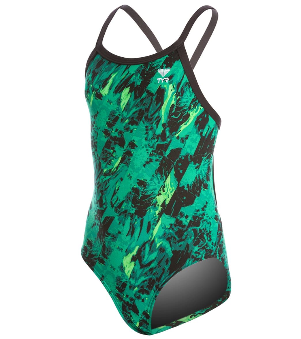 TYR Youth Glisade Diamondfit One Piece Swimsuit - Green 22 - Swimoutlet.com