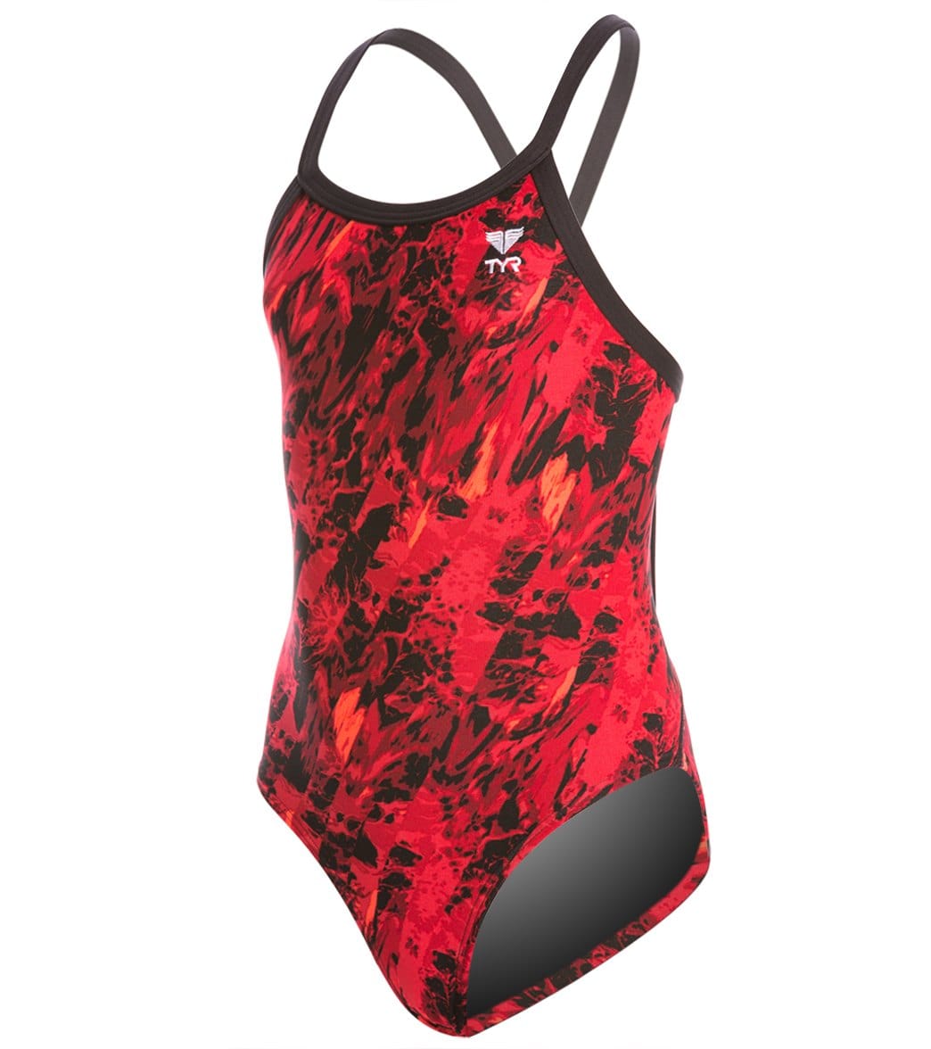 TYR Youth Glisade Diamondfit One Piece Swimsuit - Red 22 - Swimoutlet.com