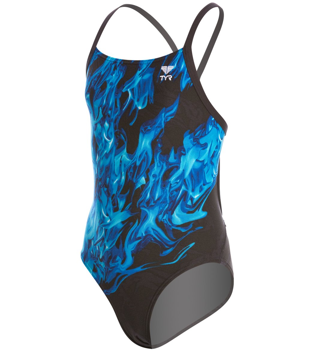 TYR Youth Ignis Diamondfit One Piece Swimsuit - Blue 22 - Swimoutlet.com