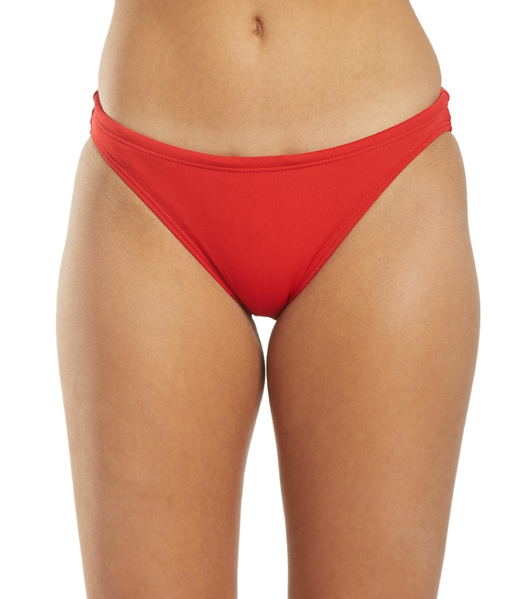 TYR Women's Guard Solid Classic Bikini Bottom - Red Large Size Large Polyester - Swimoutlet.com