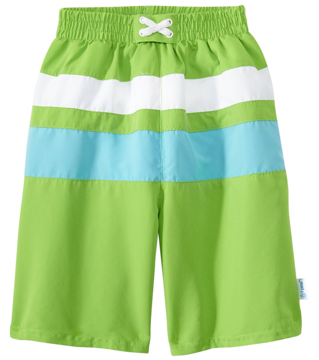 I Play. By Green Sprouts Boys' Classic Colorblock Trunks W/Built-In Swim Diaper Baby - Lime/Aqua 18 Months - Swimoutlet.com