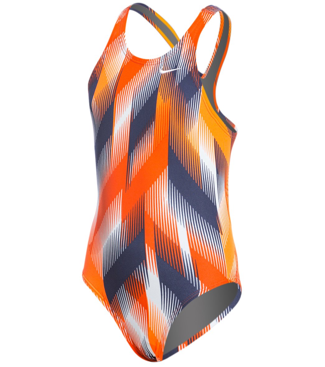 Nike Youth Beam Powerback Tank One Piece Swimsuit - Team Orange 20 Polyester - Swimoutlet.com