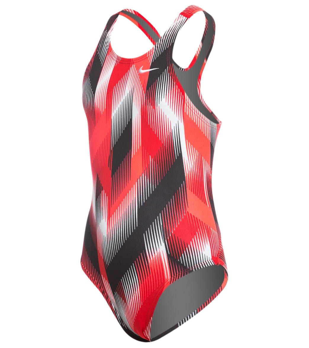 Nike Youth Beam Powerback Tank One Piece Swimsuit - University Red 20 Polyester - Swimoutlet.com