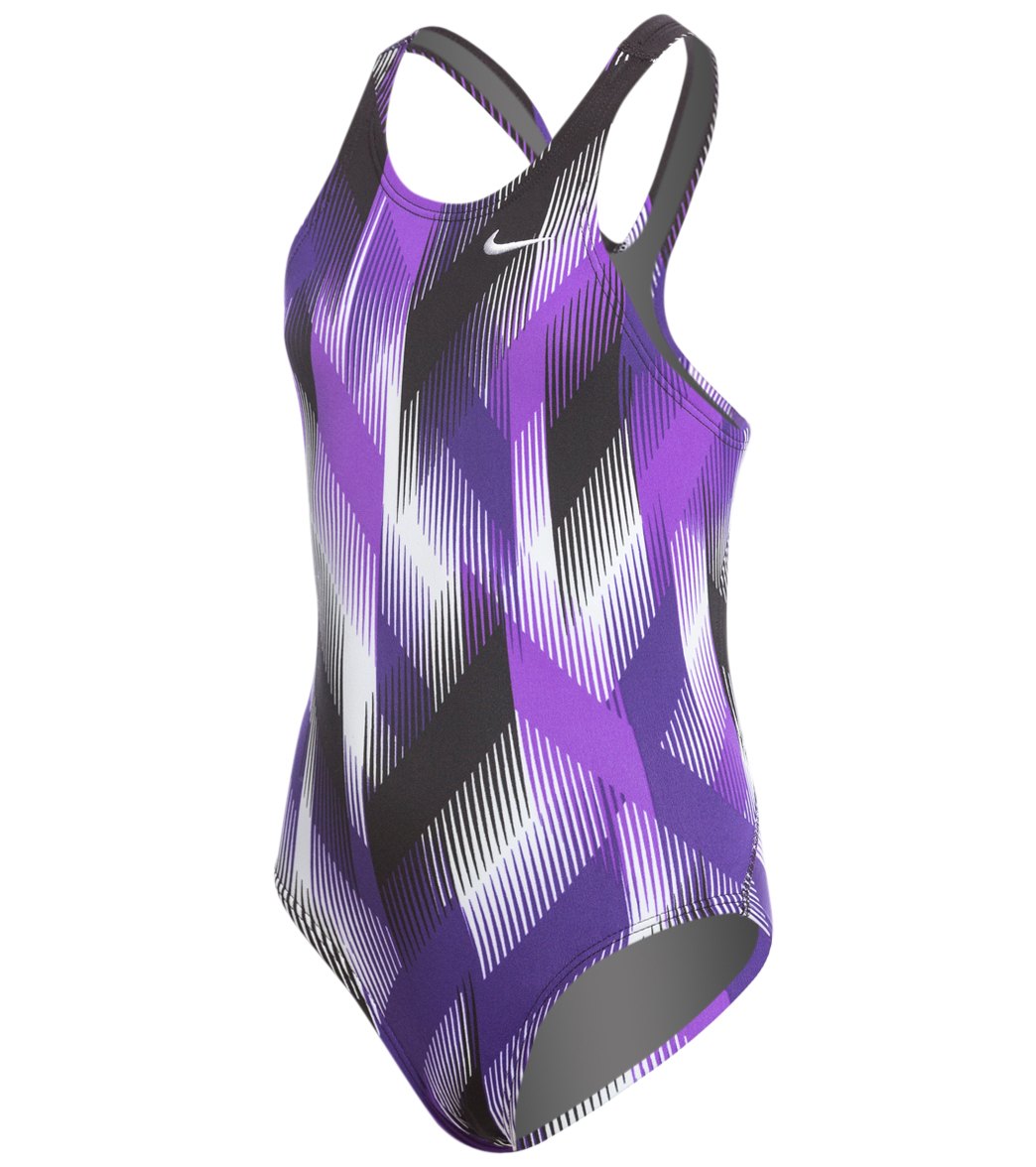 Nike Youth Beam Powerback Tank One Piece Swimsuit - Court Purple 20 Polyester - Swimoutlet.com