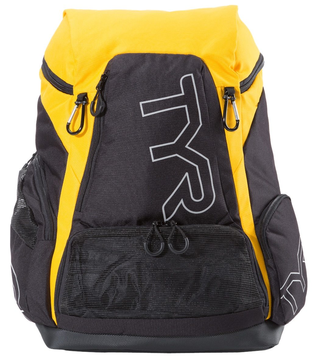 TYR Alliance 45L Backpack - Black/Gold Nylon - Swimoutlet.com