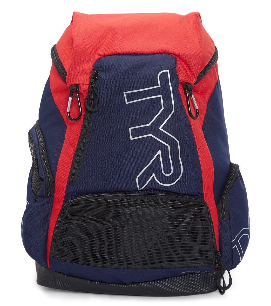 TYR Alliance 45L Backpack - Navy/Red Nylon - Swimoutlet.com