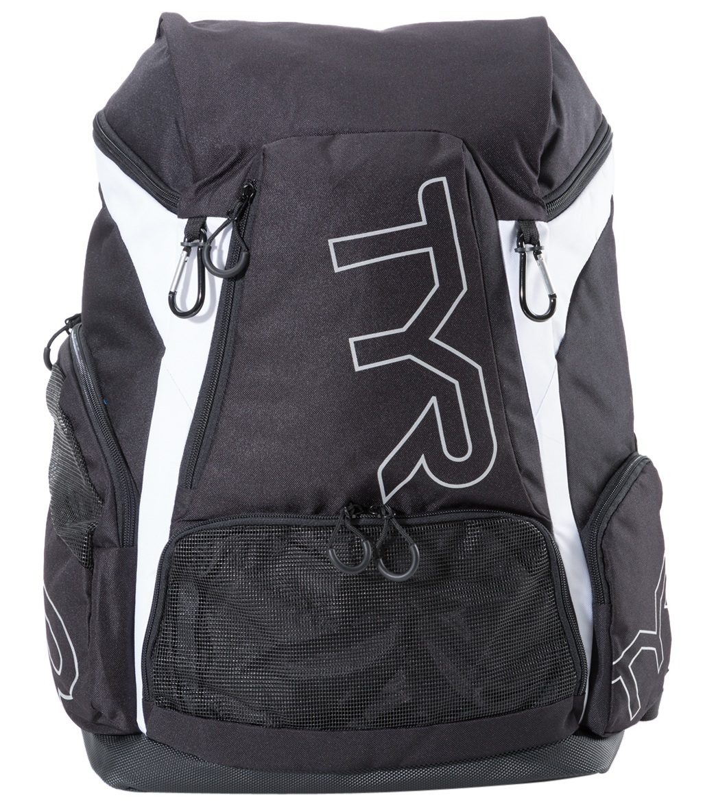 TYR Alliance 45L Backpack - Black/White Nylon - Swimoutlet.com