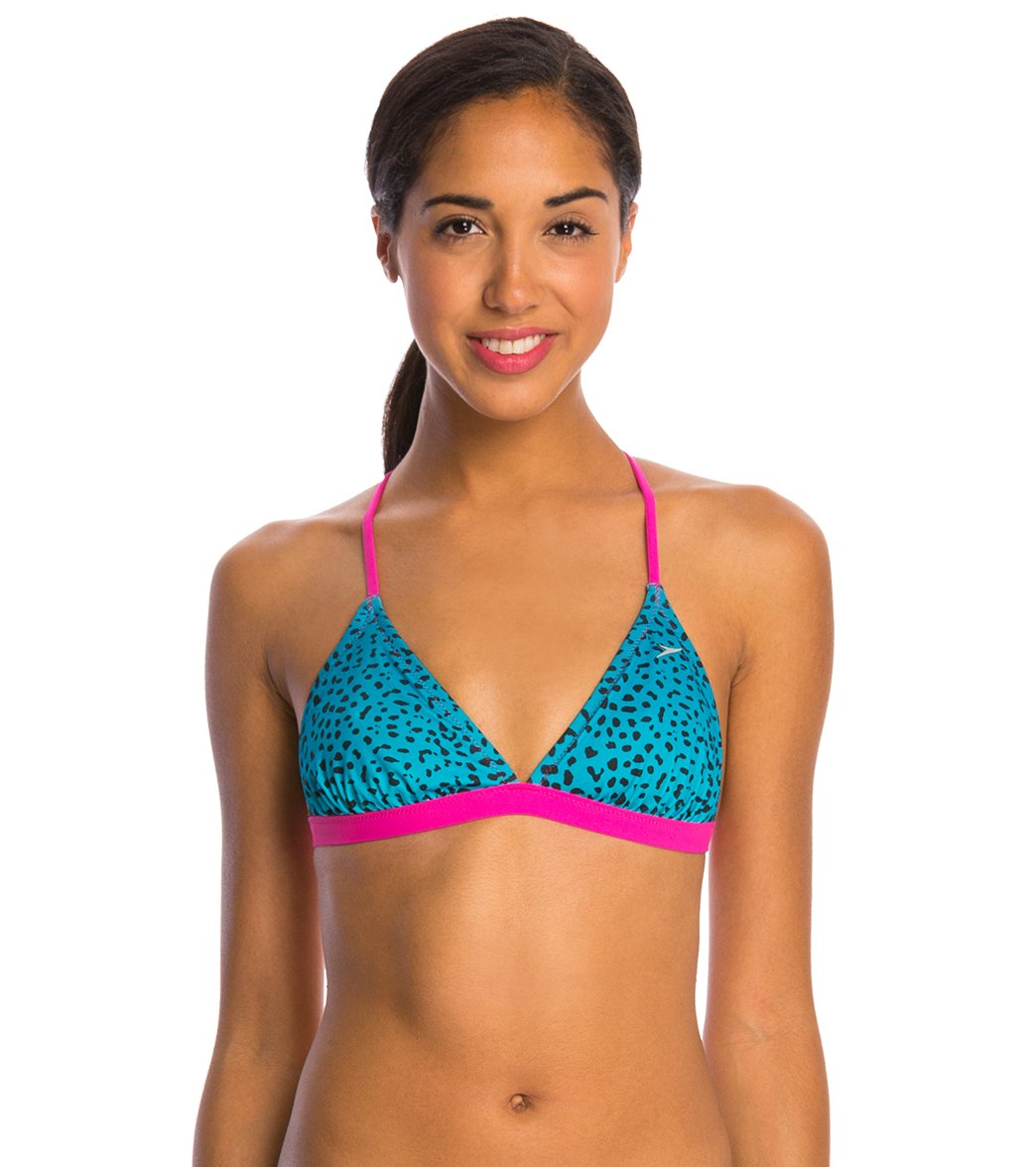 Speedo Turnz Wild Life Printed Tie Back Bikini Swimsuit Top at