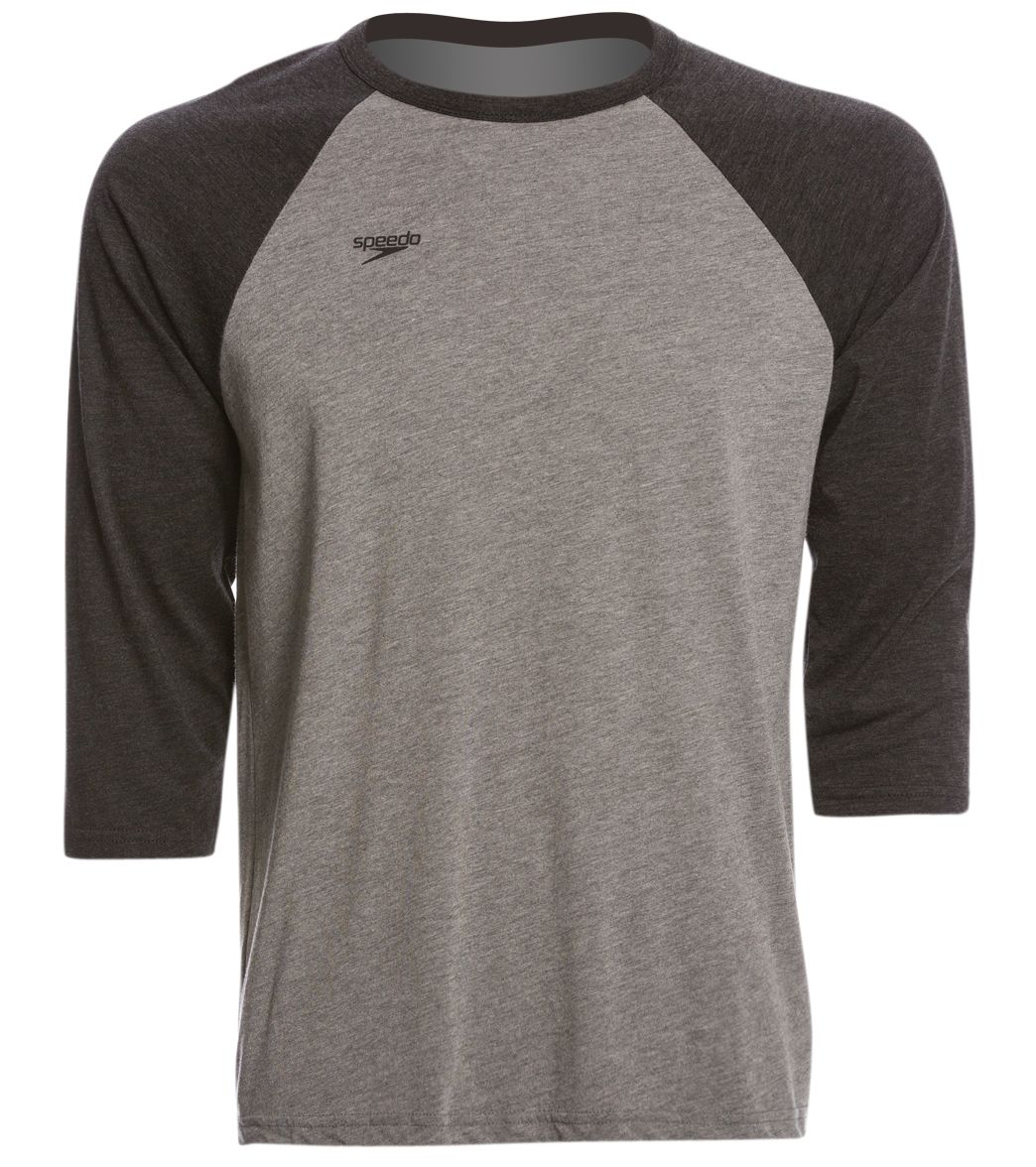 Speedo Men's Baseball Tee Shirt - Black Small Cotton/Polyester - Swimoutlet.com