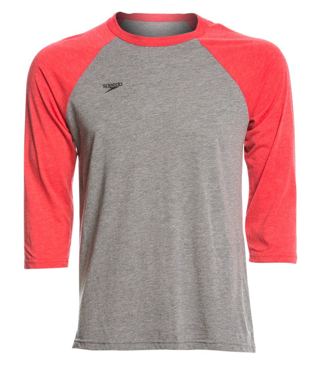 Speedo Men's Baseball Tee Shirt - Red Xl Cotton/Polyester - Swimoutlet.com