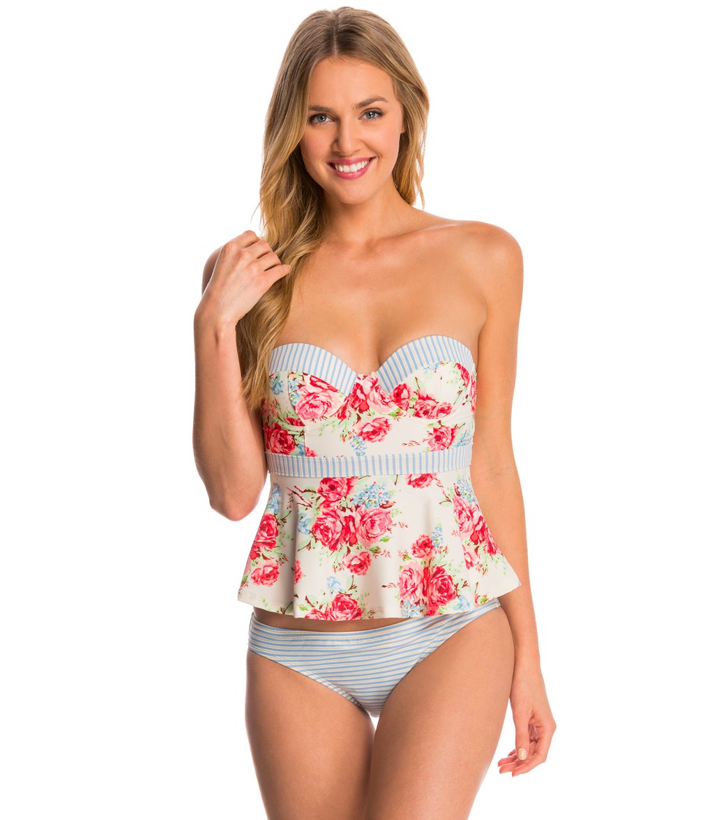 Betsey Johnson Swimwear Urban Rose Bump Me Up Underwire Tankini Top At   8146562 32945 1A Zoomin 