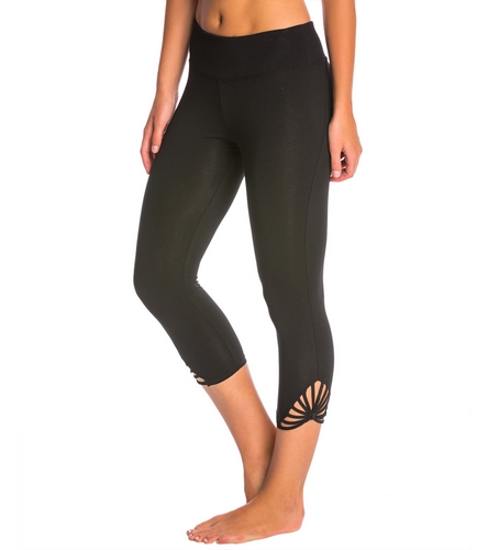 Betsey Johnson Strappy Sunburst Crop Yoga Leggings at YogaOutlet.com