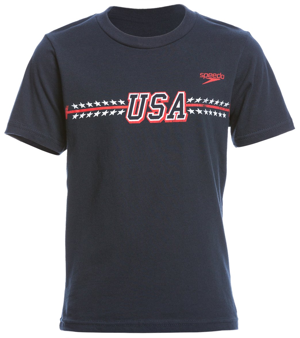 Speedo Youth Men's Coughlin Jersey Tee Shirt - Navy Small Cotton/Polyester - Swimoutlet.com