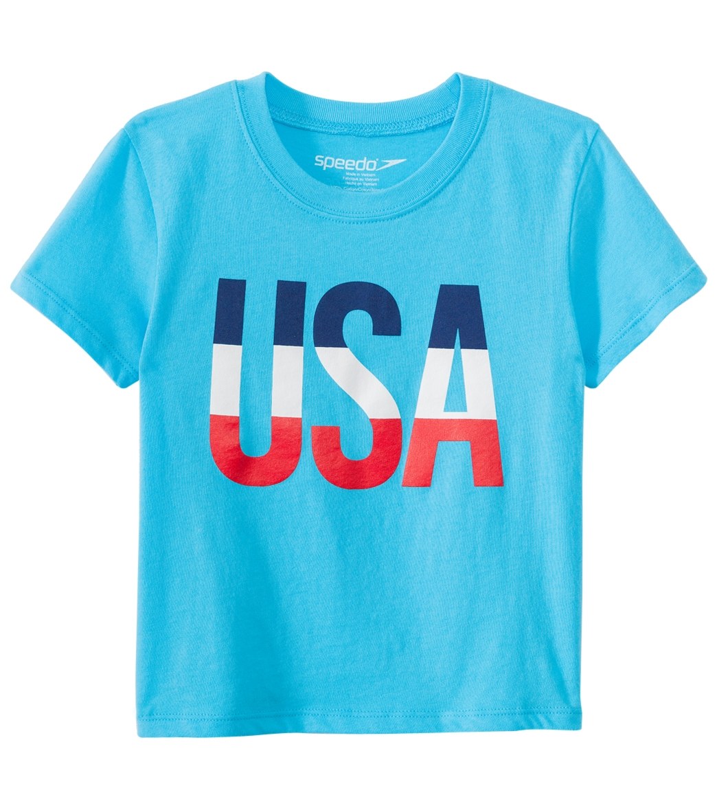 Speedo Men's Toddler Usa Tee Shirt - Light Blue 4T Cotton - Swimoutlet.com