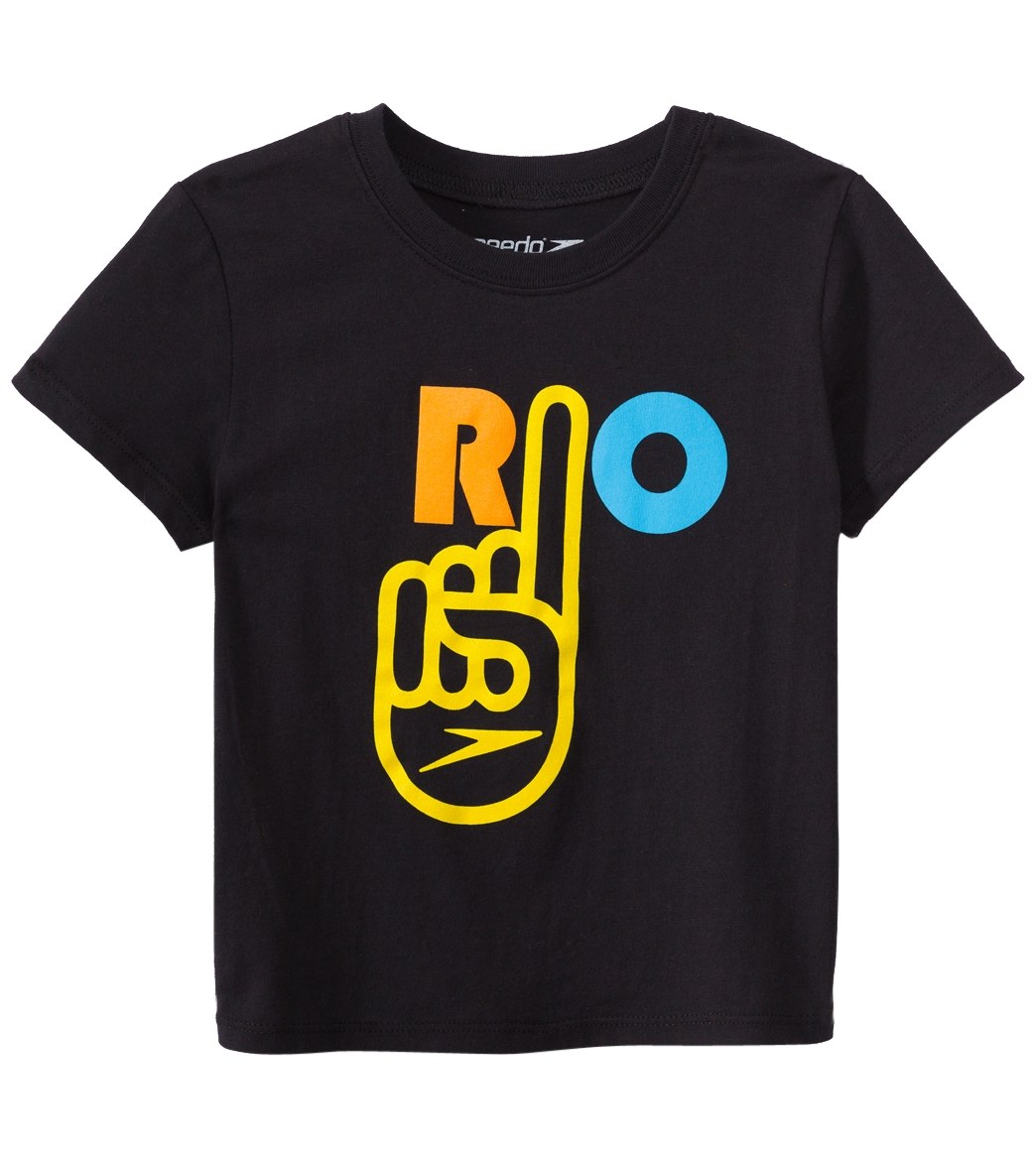 Speedo Men's Toddler Rio One Tee Shirt - Black 2T Cotton - Swimoutlet.com