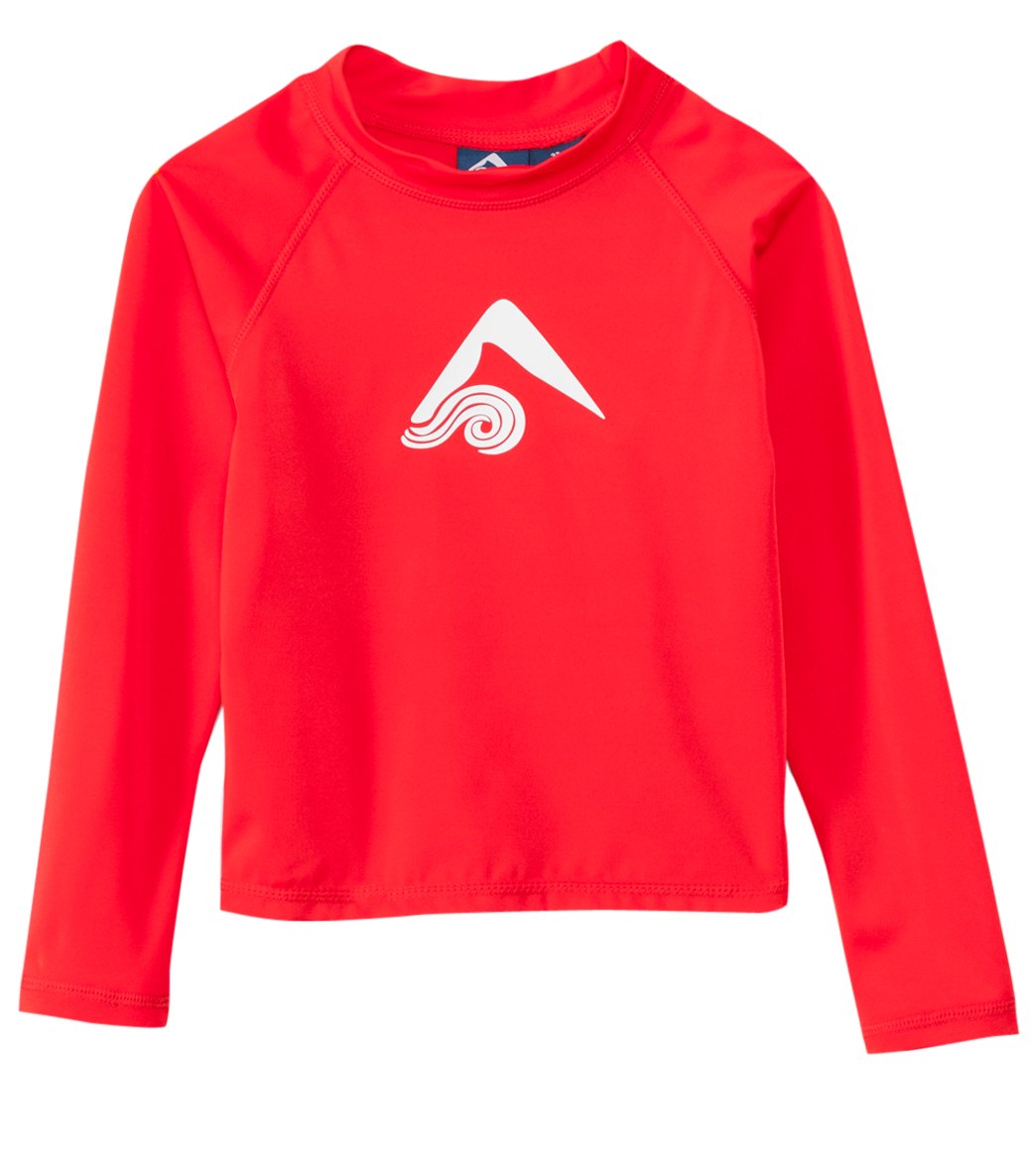Kanu Surf Boys' Platinum Long Sleeve Shirt Rashguard 2T-5T - Red 2T - Swimoutlet.com