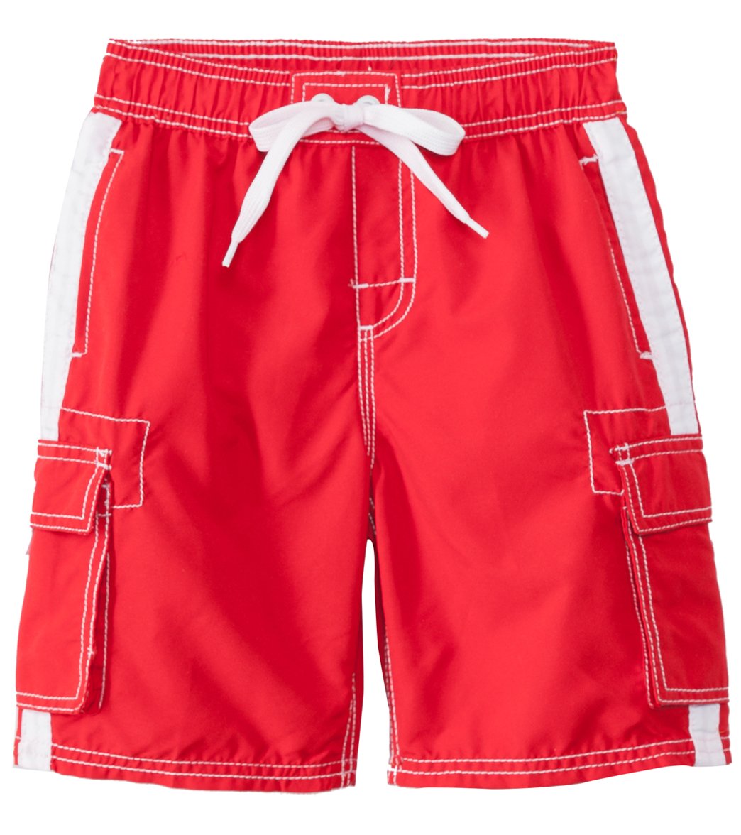 red swim trunks