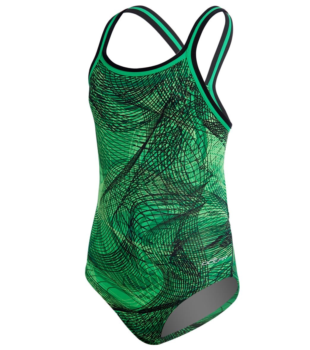 Dolfin Youth Reliance Sonic Dbx Back One Piece Swimsuit - Green 22 - Swimoutlet.com