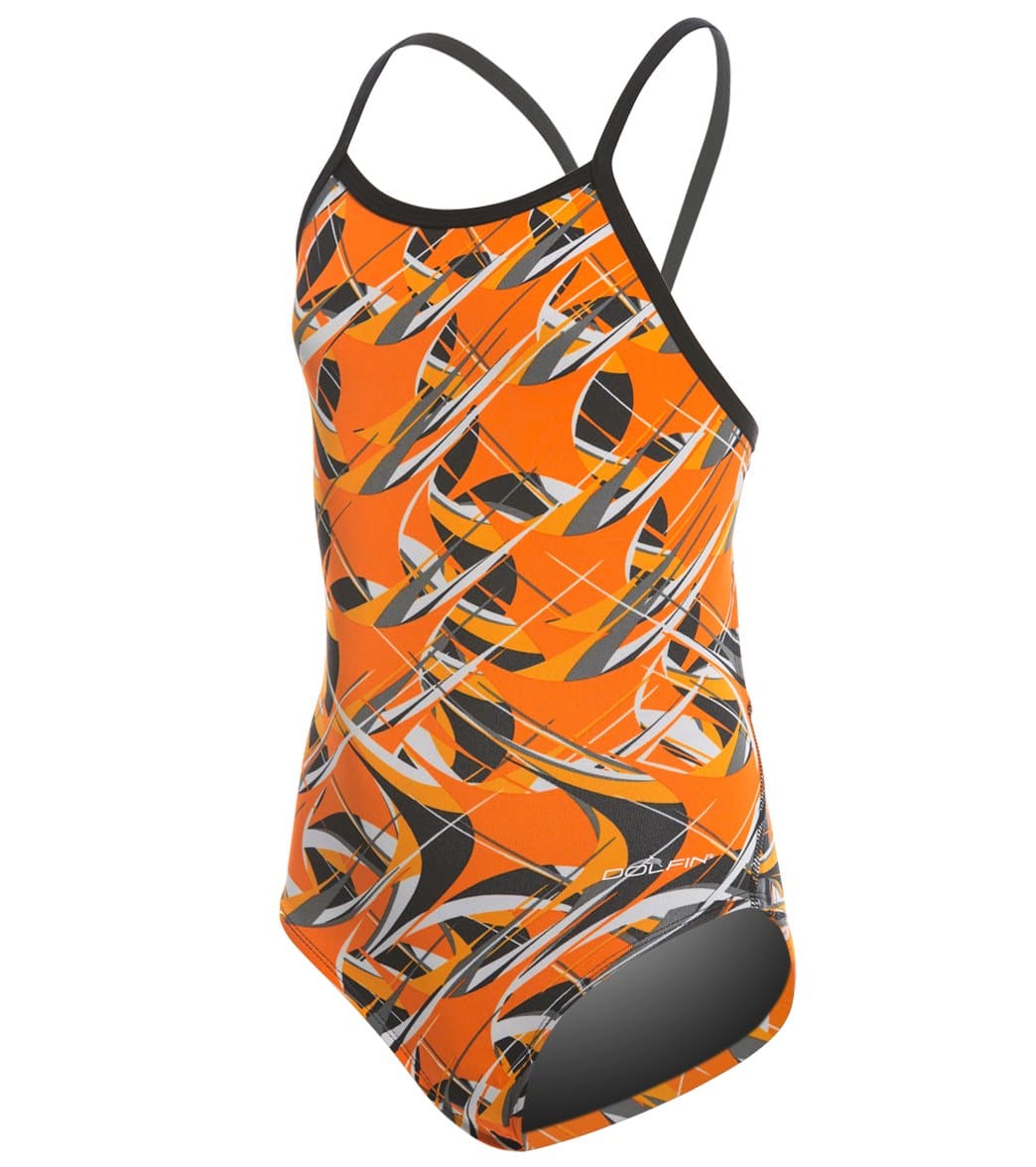 Dolfin Youth Reliance Predator V Back One Piece Swimsuit - Orange 22 - Swimoutlet.com