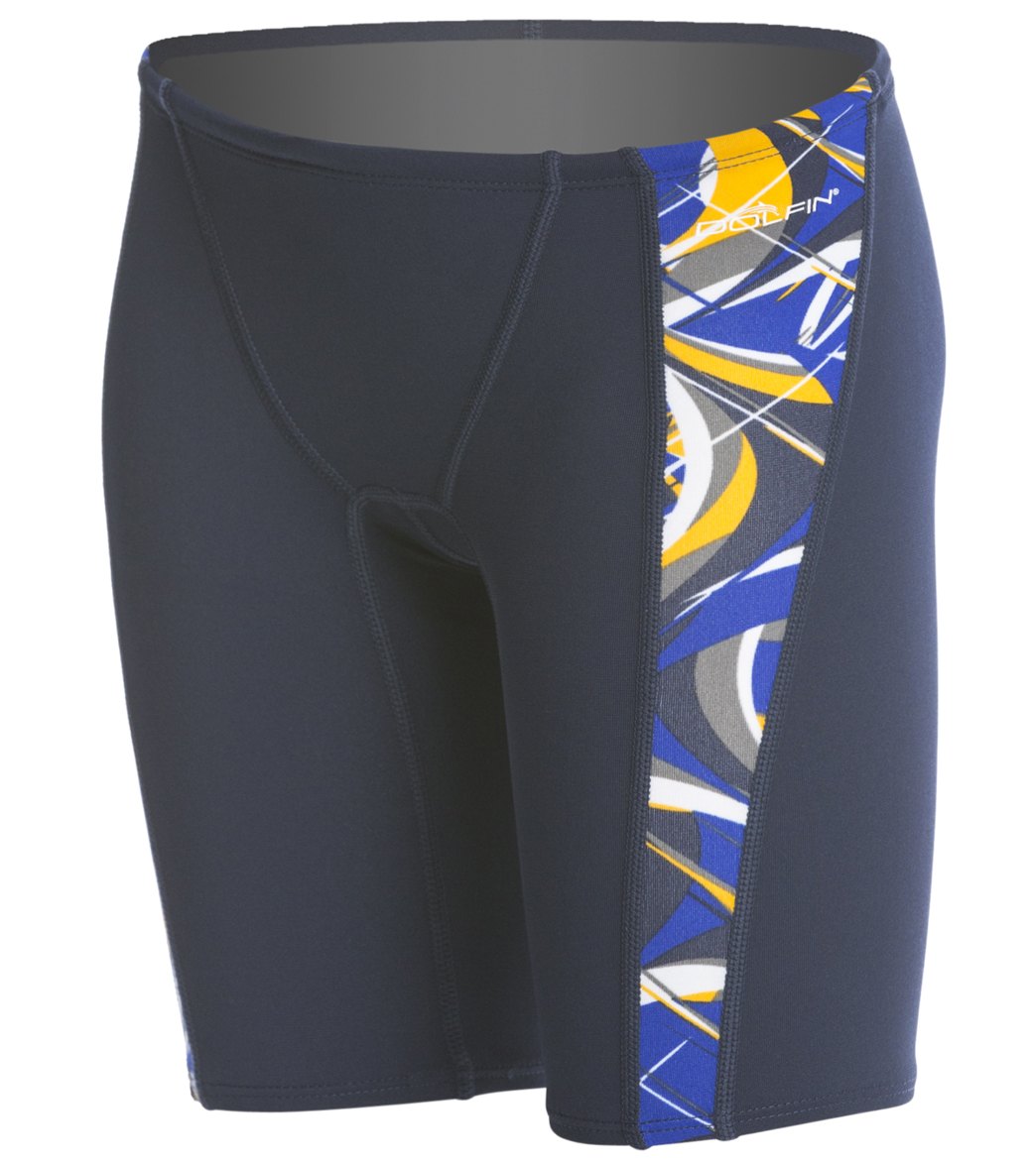 Dolfin Youth Reliance Predator Spliced Jammer Swimsuit - Blue/Gold 22 - Swimoutlet.com