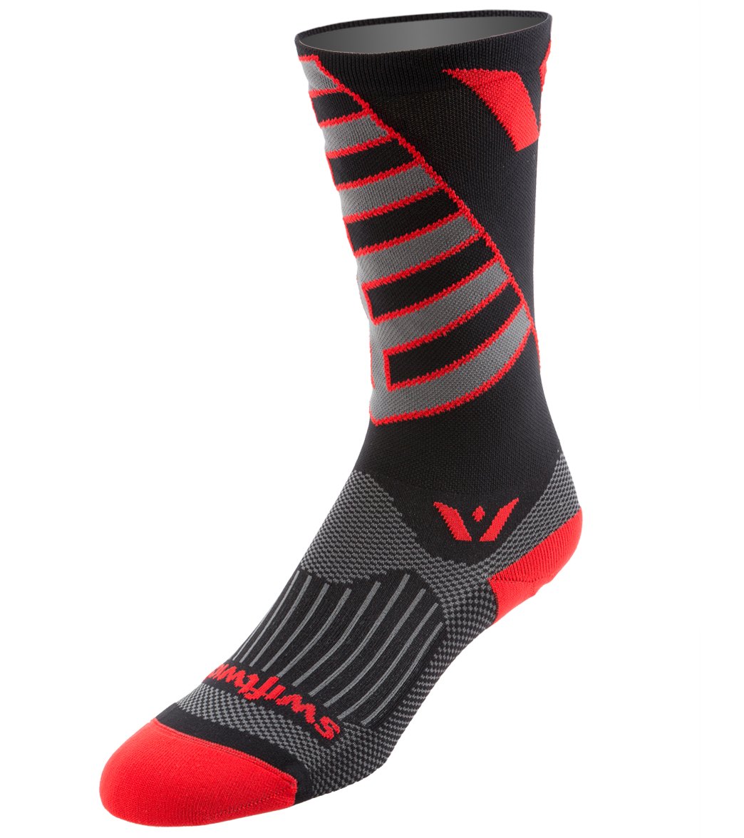 Swiftwick Vision Eights Sock - Black/Red Small - Swimoutlet.com