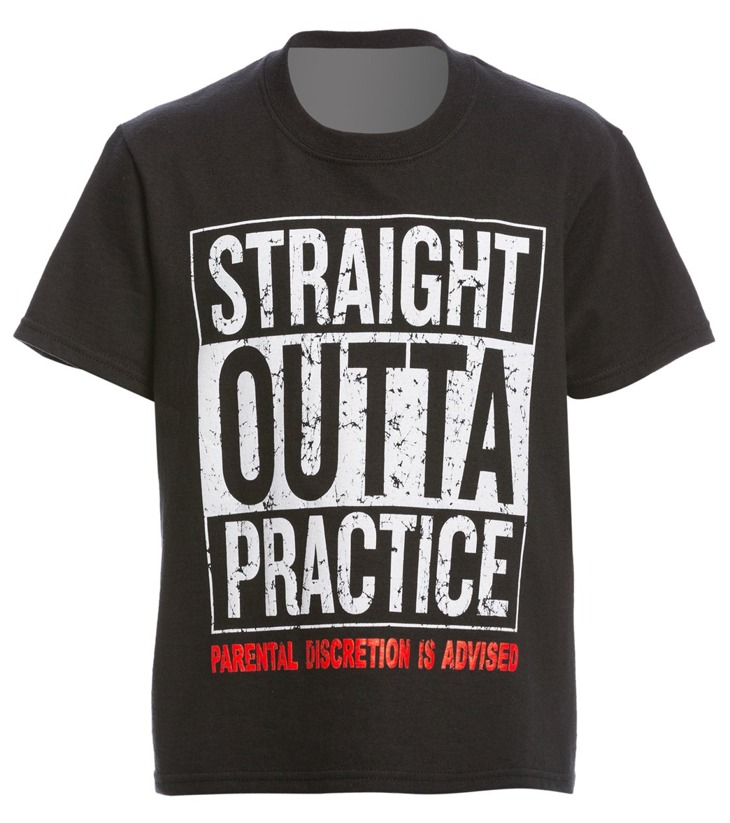 Ambro Manufacturing Youth Men's Short Sleeve Straight Outta Practice Swim Tee Shirt - Black Small Cotton - Swimoutlet.com