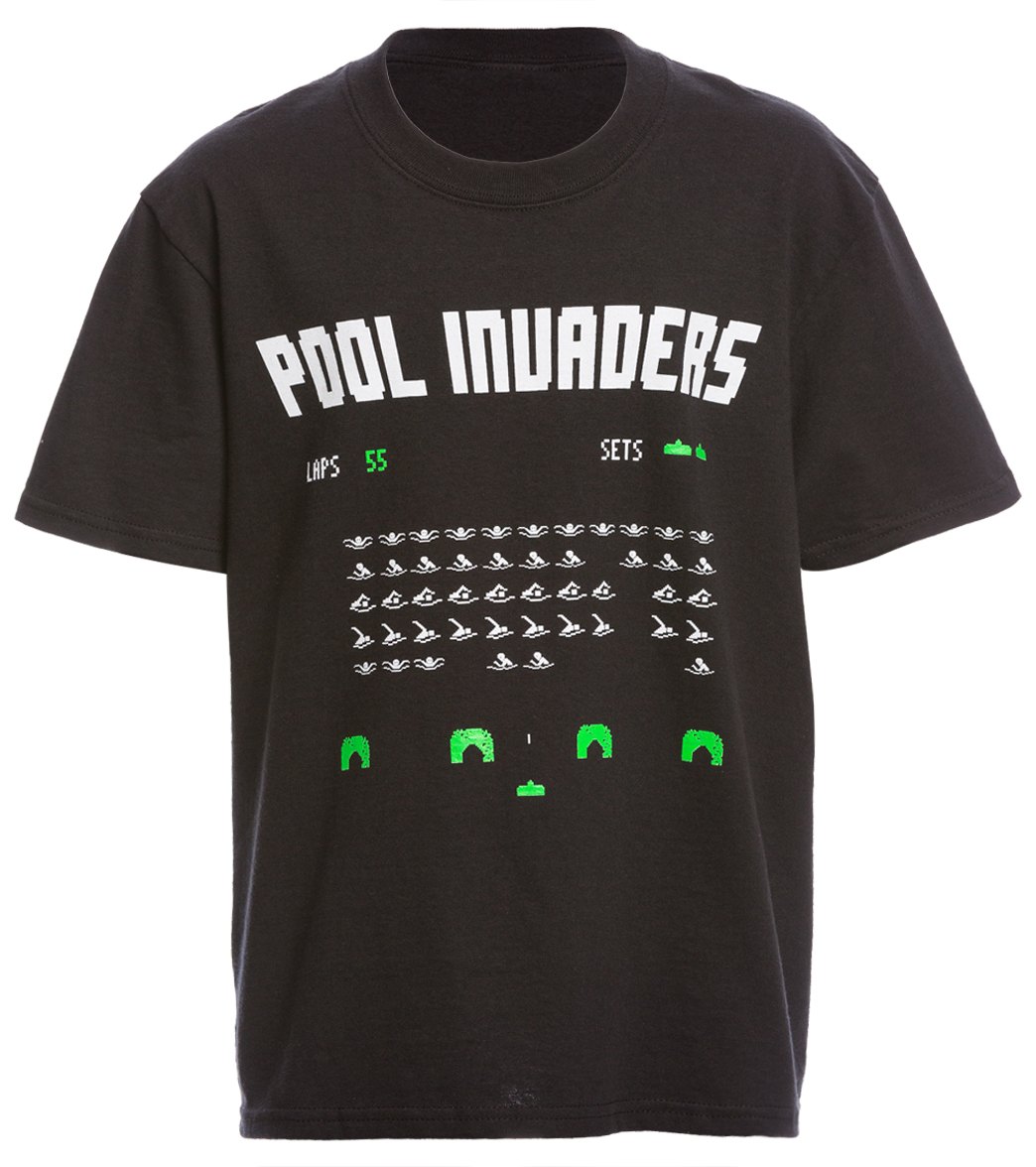 Ambro Manufacturing Youth Men's Pool Invaders Short Sleeve Tee Shirt - Black Small Cotton - Swimoutlet.com
