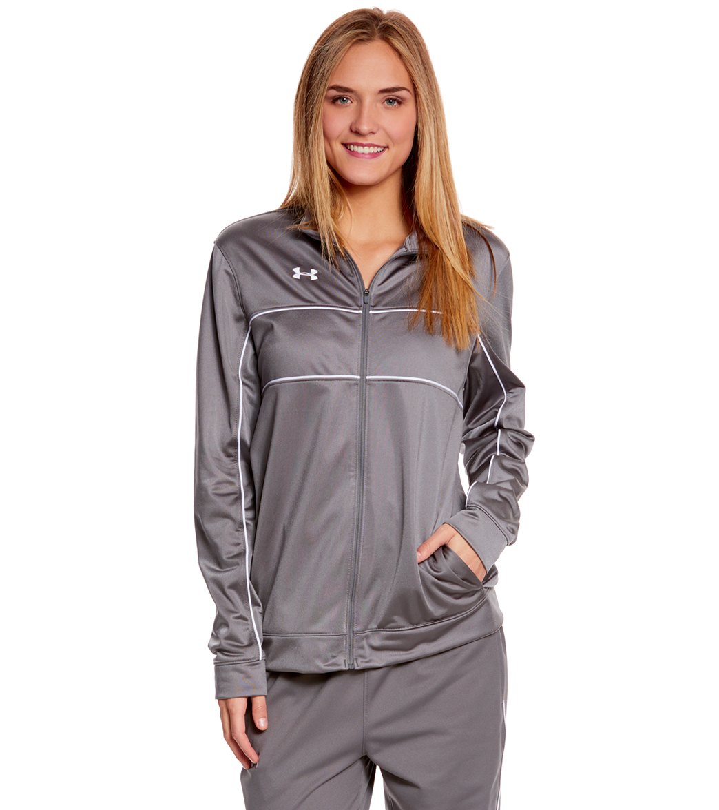 Under Armour Women's Rival Knit Warm-Up Jacket - Graphite/Black Large Polyester - Swimoutlet.com