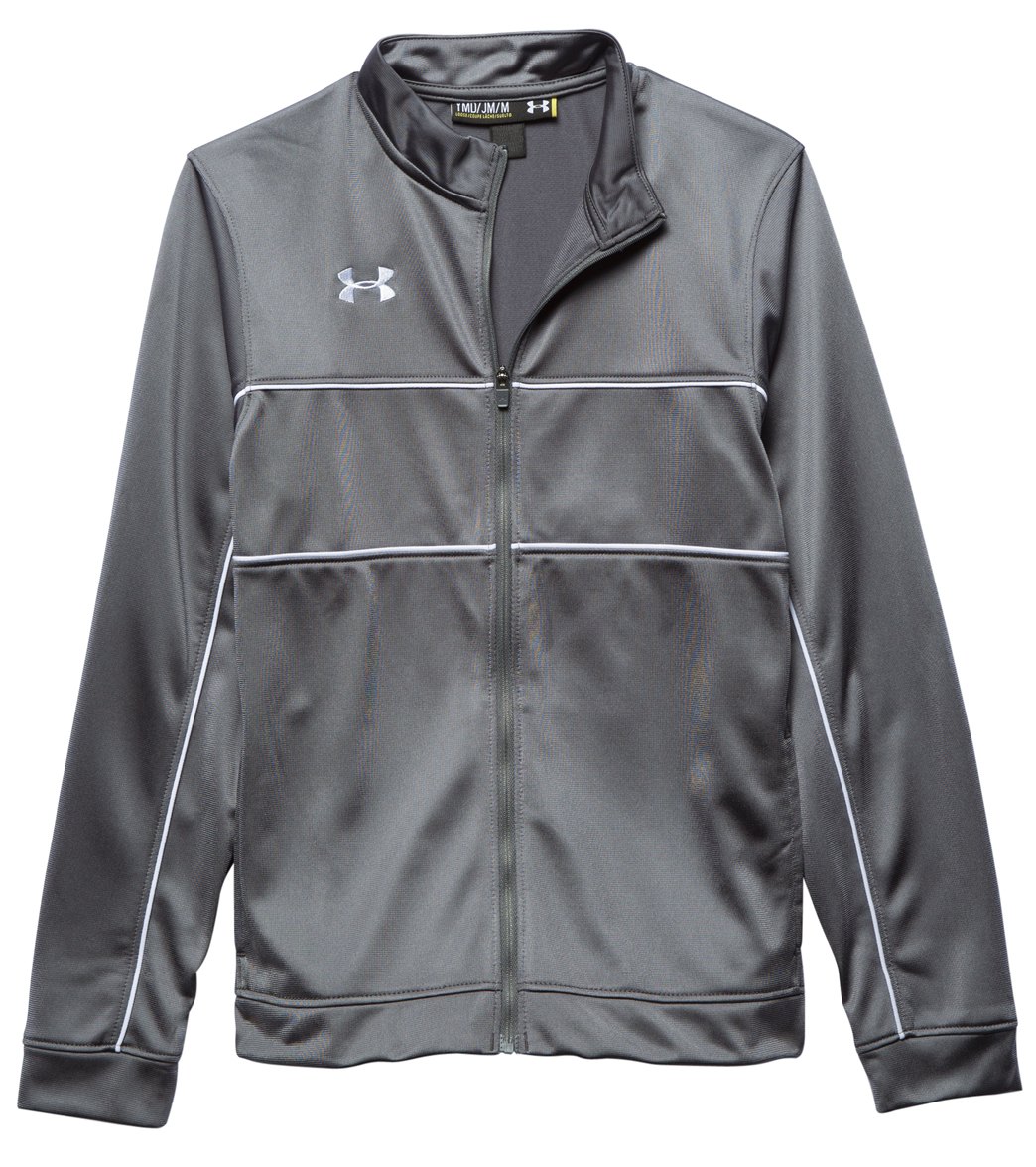 Under Armour Youth Rival Knit Warm-Up Jacket - Graphite/White Large Polyester - Swimoutlet.com