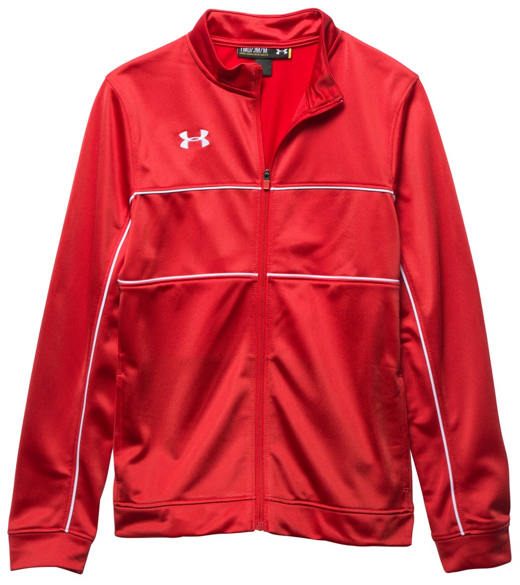 Under Armour Youth Rival Knit Warm-Up Jacket - Red/White Small Polyester - Swimoutlet.com