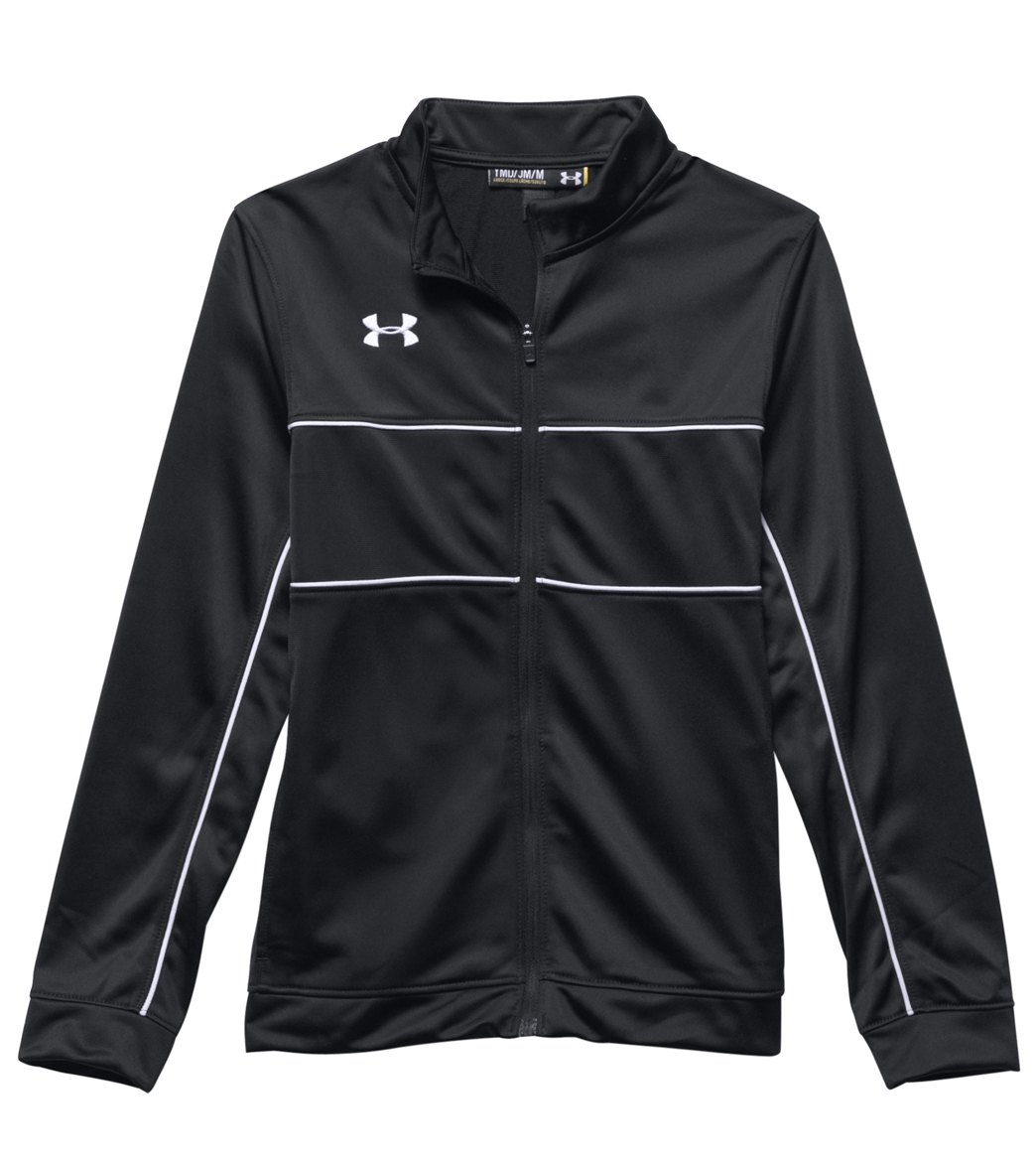 Under Armour Youth Rival Knit Warm-Up Jacket - Black/White Small Polyester - Swimoutlet.com