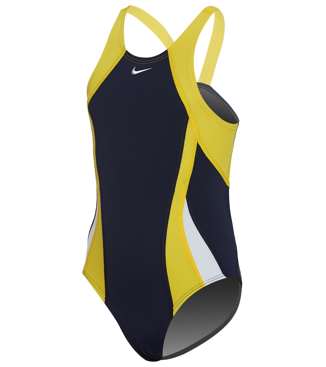 Nike Girls' Color Surge Fastback One Piece Swimsuit - Varsity Maize 20 Polyester/Pbt - Swimoutlet.com