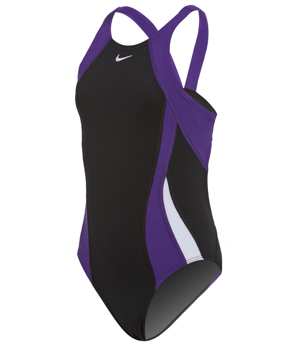 Nike Girls' Color Surge Fastback One Piece Swimsuit - Court Purple 22 Polyester/Pbt - Swimoutlet.com